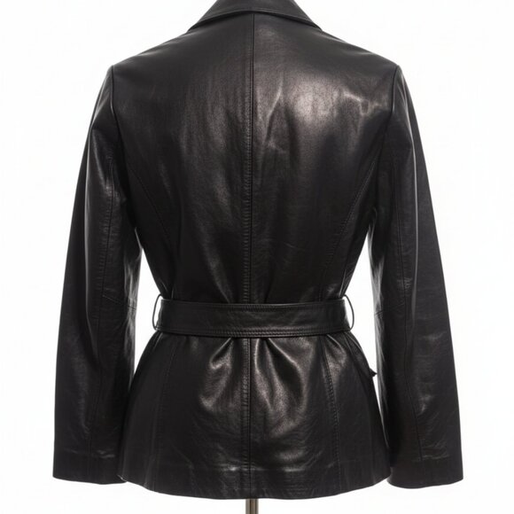 🔥 GAP Genuine Leather Moto Jacket – Belted – Women's Size (S/P) - Picture 4 of 6